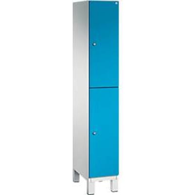 C+P Dubbele kast Cambio, 1 vak, 2 vakken, op poten, B 300 x D 525 x H 1980 mm, lichtgrijs/lichtblauw