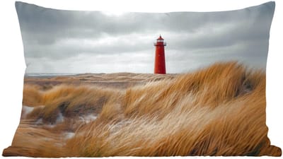 Sierkussens - Kussentjes Woonkamer - 60x40 cm - Duinen - Vuurtoren - Rood - Lucht