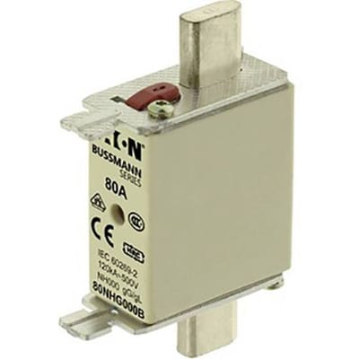 Eaton 80NHG000B NH-zekering Met mechanische beveiligingsweergave Geschikt voor Zekeringsgrootte 000-4 Afmeting zekering : 000 80 A 500 V 3 stuk(s)