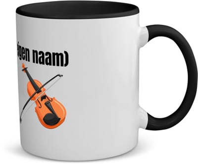 Akyol - viool met eigen naam koffiemok - theemok - zwart - Viool - muziek liefhebbers - iemand die houdt van violen - verjaardag - cadeau - kado - geschenk - 350 ML inhoud