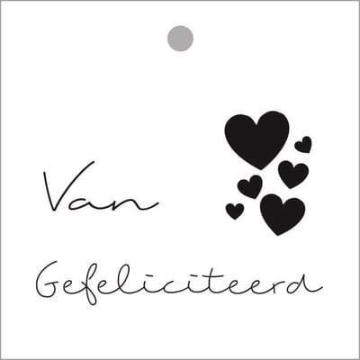 Luxe Bloemenkaartje - Cadeaukaartje - Label - Wenskaartje - 7x7cm - Wit - Gefeliciteerd - 20 Stuks - Met Boorgaatje