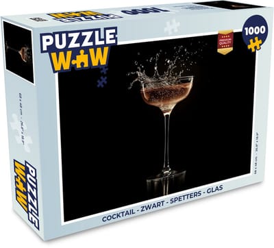 Puzzel Cocktail - Zwart - Spetters - Glas - Legpuzzel - Puzzel 1000 stukjes volwassenen