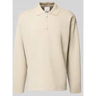 Calvin Klein Ls Crinkle Crepe Polo Ancient Marble Maat: S | Poloshirts Outlet | Heren | Beige