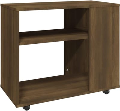 Stijlvolle Bijzettafel 70x35x55 cm in Eikenkleur, Flexibele Eindtafel met Wielen