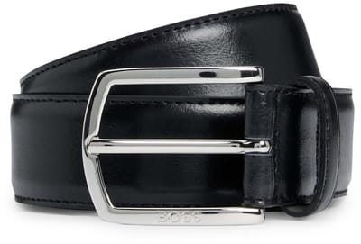BOSS Leren riem Claus Tx Sz35 Belt W80 Black zwart