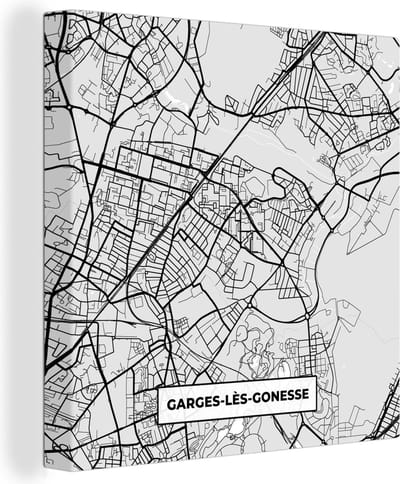 Canvas Schilderij Garges-lès-Gonesse - Frankrijk - Plattegrond - Kaart - Stadskaart - 20x20 cm - Wanddecoratie