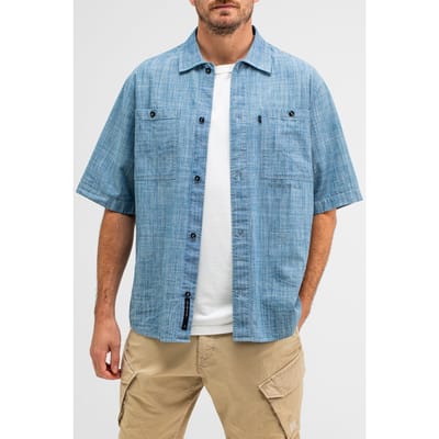 Butcher of Blue Anthony Resort Chambray Shirt Ss Shark Blue Size: S | Casual Shirts Outlet | Heren | Blauw