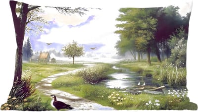 Sierkussens - Kussentjes Woonkamer - 60x40 cm - Zandpad - Groen landschap - Water