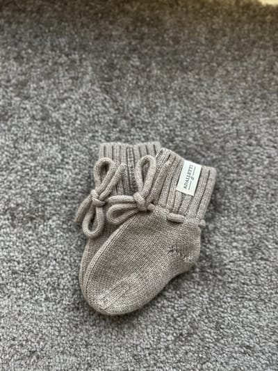 Adalletti Merino wol booties Sand | Merino slofjes | Merino sokken | baby | baby slofjes