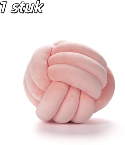 1 stuk - Sierkussen - Geknoopt sierkussen in de vorm van een bal - Decoratief sierkussen - Zacht rond - Kussen - Geweven sierkussen - Geschikt voor bank, slaapkamer, woonkamer - Diameter 22 cm - Roze