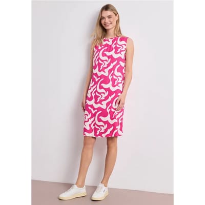 Knielange jurk met ronde hals en print