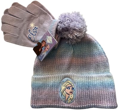 Disney Frozen Elsa Winterset Kind – Muts met Pompon en Handschoenen – Warme Kinder Winterset Meisjes – Officiële Frozen Accessoires