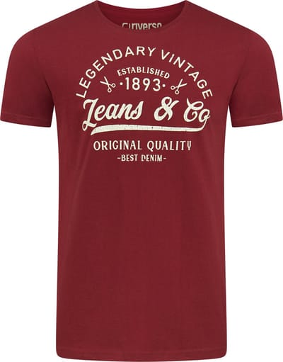 riverso Heren T-Shirt RIVLeon regular fit Rood S Ronde Hals Volwassenen - gemaakt van 100% katoen