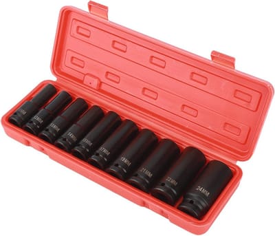 10-delige dopsleutelset 1/2 inch - Slagmoersleutel en gereedschapskist met diverse maten