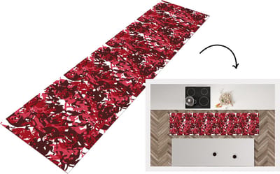 Keukenloper - Loper keuken - Patroon - Jungle - Rood - 200x50 cm - Keukenloper vinyl
