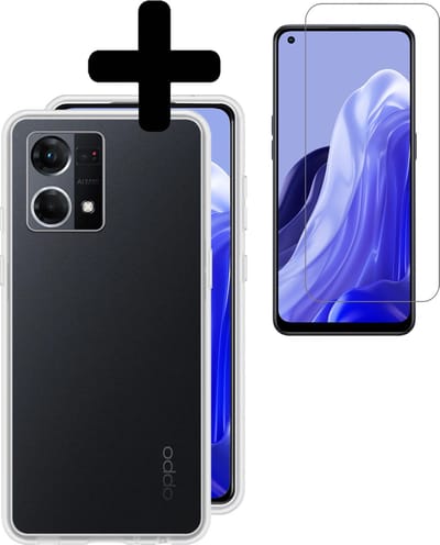 Hoesje - Met Screenprotector - Geschikt voor OPPO Reno 7 - Sterk & Shockproof - Back Cover - Siliconen Case - Telefoon Hoes - Telefoonhoesjes - Transparant