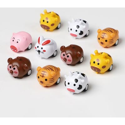 10 Stuks Cartoon Dier Terugtrekauto's Kinderspeelgoed Verjaardagsfeest Bedankjes Goodie Pinata Vullers Kerst Pasen Cadeau Klaslokaal Prijzen gray