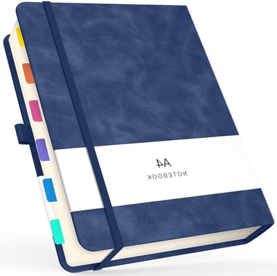 A4 Notitieboek met Lege Bladen - PU Leer Journal - 360 Pagina's - Ideaal voor Notities, Schetsen en Plannen - 21.5x28.5 cm Donkerblauw