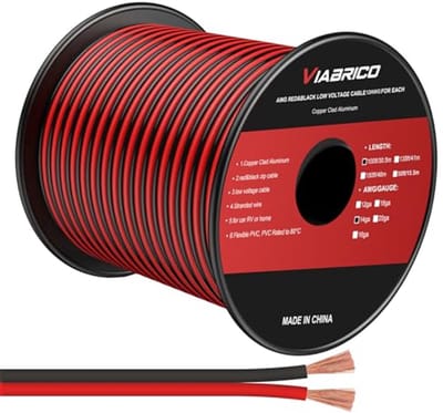 30 meter 14 AWG 2 x 2,0 mm² elektrische kabel – flexibel, zacht en verlengkabel voor 5 V/12 V/24 V stroomvoorziening