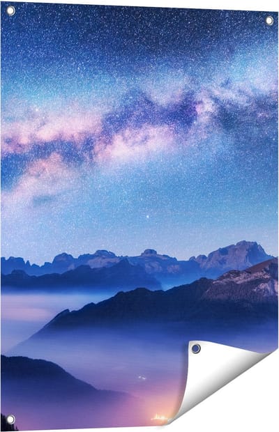 Gards Tuinposter Melkweg bij de Bergen in Itali� - 60x80 cm - Tuindoek - Tuindecoratie - Wanddecoratie buiten - Tuinschilderij