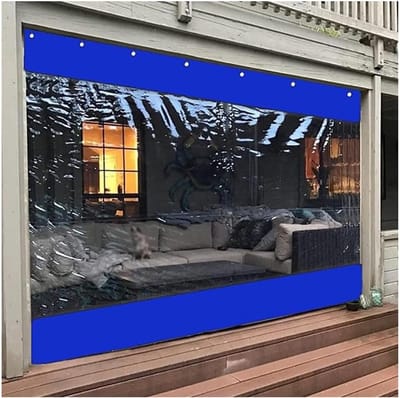 Buitengordijn Transparant - Waterdicht Vinyl - Bescherming Buitenruimte - Scheurvast Duurzaam PVC - 1.8 x 2.8 Meter - Blauw