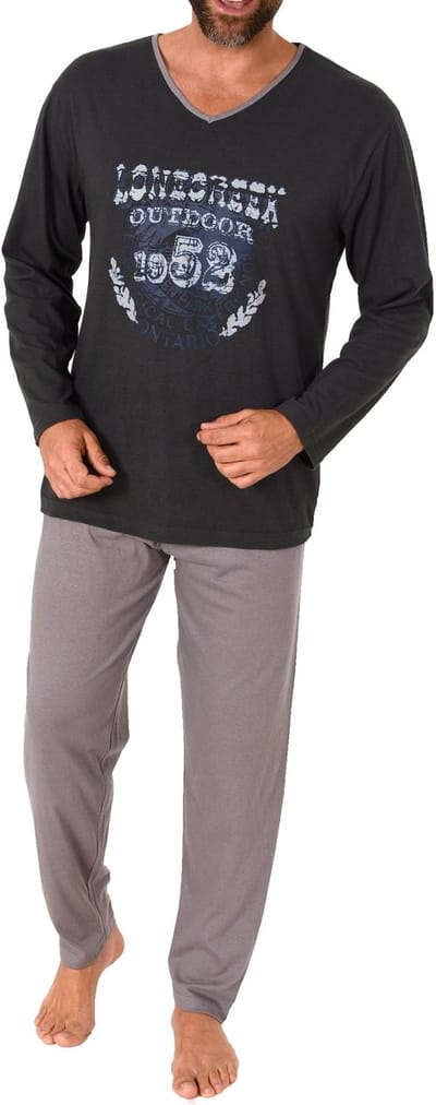 Herenpyjama met lange mouwen en opdruk voor - 212 101 10 900