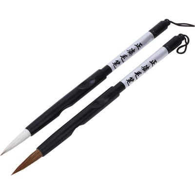 Lot de 2 stylos pinceaux ABS pour étudiants pratiquant la calligraphie Kit de stylos pinceaux chinois non toxiques