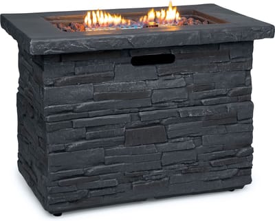Blumfeldt Anafi Gas-vuurhaard, Terrasverwarmer gas met 40.000BTU/13kW, Vuurhaard met afdekking, Roestvrijstalen brander, Terrasverwarmer & vuurhaarden, donkergrijs