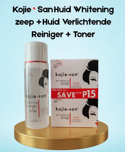 Kojie San Skin Whitening Soap + Skin Lightening Cleanser + Toner – Verhelderende & Hydraterende Huidverzorgingsset – Verminderde Donkere Vlekken, Egaliseert de Huidtint & Hydrateert Intensief – Voor een Gladde, Stralende & Gezonde Huid