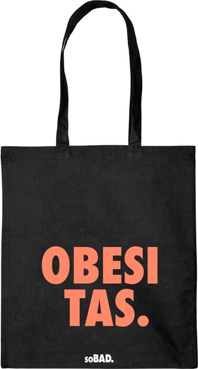 Draagtas Obesitas - fluor oranje - katoenen tas - soBAD. - met leuke grappige tekst