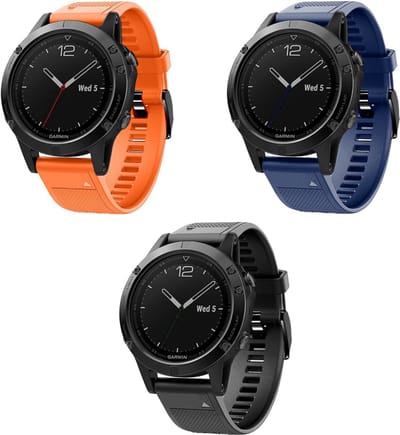 Strap-it 3-Pack Siliconen Sportbandjes  Zwart, Oranje & Donkerblauw geschikt voor Garmin Fenix 9 (Pro) 47mm - Fenix 8 (Pro-E-47mm) - Fenix 7 (Solar-Pro) - 6 (Solar-Pro) - Fenix 5 (Plus) - 8 / Fenix 8 (Pro/E)  QuickFit 22mm