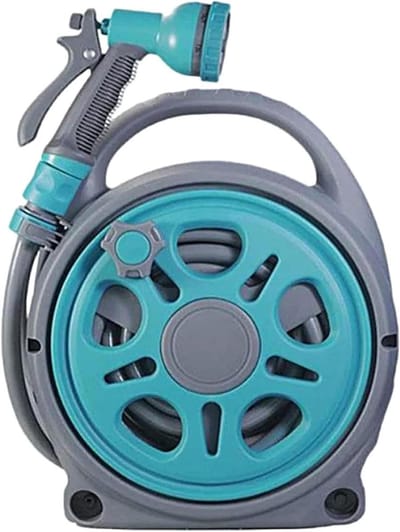 Tuinslanghaspel - Slangoproler - Buitenwateren - 7 Sproeistanden - 12 Meter - Blauw