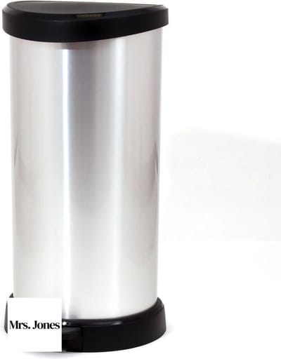 Mrs. Jones Decobin pedaalemmer 40L zilver metallic/zwart Prullenbak 60 liter