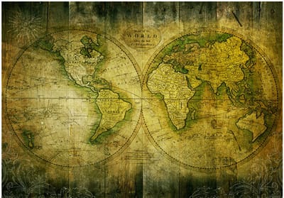 Fotobehangkoning - Behang - Vliesbehang - Fotobehang Retro Wereldkaart - 150 x 105 cm