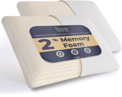 The White Stone Set van 2 Memory Foam Kussens 40 x 70 cm | Hoogte 11 cm | Hypoallergeen, Ergonomisch en Ademend Nekkussen | Anti-stikfunctie en Verkoelend