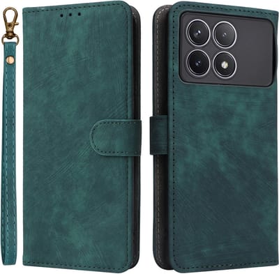 Coverup Hoesje - Geschikt voor Xiaomi Poco F6 Pro Hoesje - Coverup Book Case met Koord - Groen