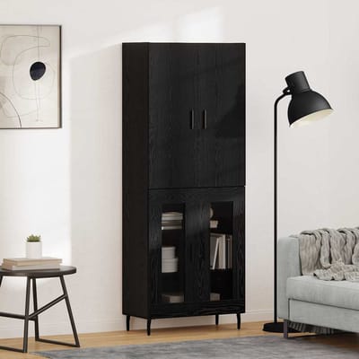 vidaXL - Highboard - 2 - st - Zwart - eiken - 69,5 - x - 34 - x - 180 - cm - Bewerkt - hout