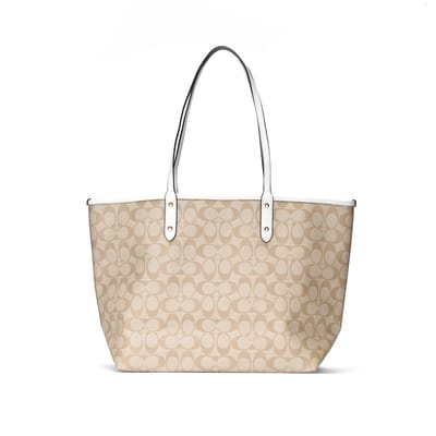 Coach Omkeerbare City 33 Dubbelzijdige Monogram Canvas en Leer Tote Bag Dames tote Wit Khaki 36658-IMDQC Basic Set (Bag+Dust Bag) white