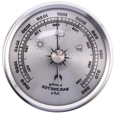 Traditionele Barometer - Weerstation Manometer - Weer Voorspellen - Drie-in-één Functie - 7 x 28 cm - Zilver