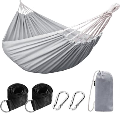 Comfortabele Outdoor Hangmat 210 x 150 cm, Draagvermogen tot 200 kg, Inclusief Opbergzak voor Tuin en Patio, Lichtgroen