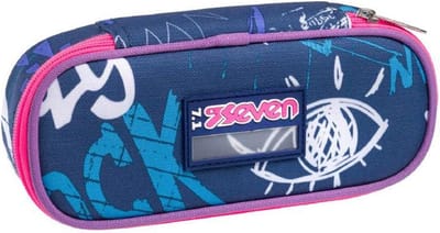 Pennenzak met Dubbel Vak voor School en Gymnasium - Blauw, Wit en Roze