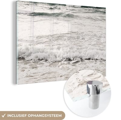 MuchoWow® Glasschilderij 150x100 cm - Schilderij acrylglas - Zee - Zomer - Golven - Foto op glas - Schilderijen