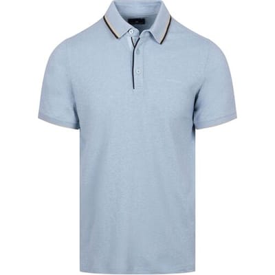 Polo Shirt Korte Mouw State Of Art Poloshirt Tipping Cotton Linen Lichtblauw