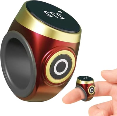 Vinger Clicker Teller - Tally Counter Ring - Nauwkeurig Tellen - Oplaadbaar Waterdicht - Mini Ontwerp - Wijnrood