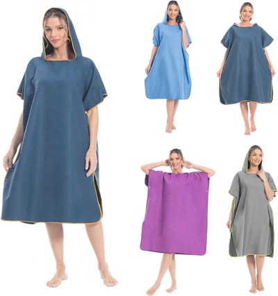 Surf Poncho voor Dames en Heren, Microfiber Badponcho voor Zwemmen en Strandgebruik (Donkerblauw)