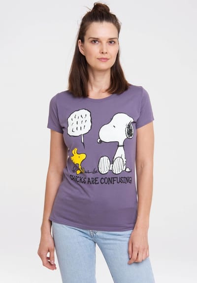 Logoshirt Vrouwen T-shirt Snoopy - Peanuts - Chicks Are Confusing - Shirt met ronde hals van Logoshirt - donkergrijs