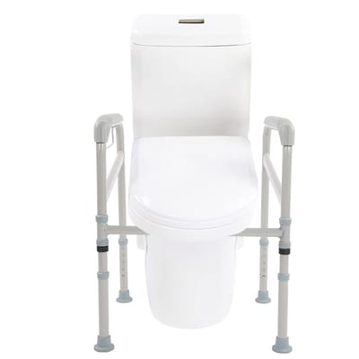 Dailygoods- Toiletframe Verstelbaar - Antislip Armleuningen - Veiligheidsframe - Hoogte/Breedte Verstelbaar - Ruimtebesparend Design - Gepoederd Koolstofstaal - Wc-steun