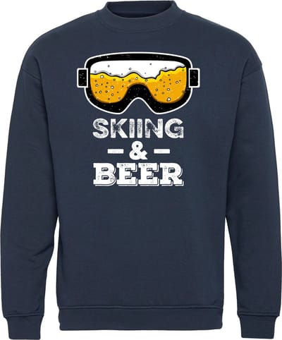 Sweater Skiing & Beer | Apres Ski Verkleedkleren | Ski Pully Heren | Foute Party Ski Trui | Navy | maat XS