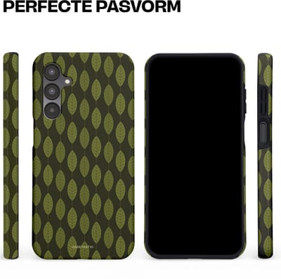 Casetastic hoesje geschikt voor Samsung Galaxy A16 - Dubbellaagse bescherming - Donkergroene Bladerendek - Fashion Case - Zwart Donkergroen