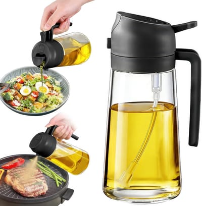 YONO Olijfolie Sprayer - 470ml - Glas - Olie Fles met Schenk Functie - Schenktuit - Kan - Navulbaar